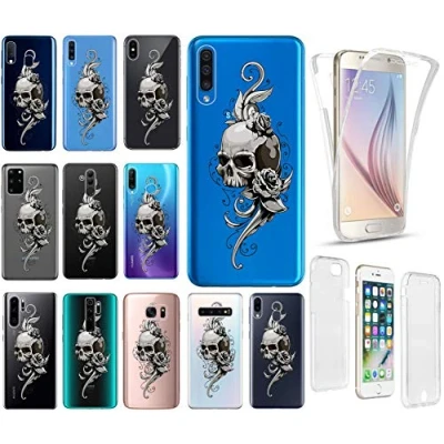 Abbildung von KX Mobile Hülle für Samsung S20 Handyhülle Motiv 2475 Totenkopf Premium 360 Grad Fullbody durchsichtig mit Bild SchutzHülle Softcase HandyCover Galaxy