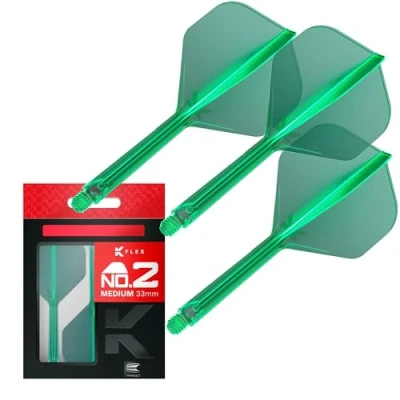 Abbildung von Target Darts K Flex Integrierter Dart Flug und Schaft, Nr. 2 Grün (Mittel) 3er Pack 2, Präzisionsgeformte in 1 Flüge Schäfte Professionelles Zubehör
