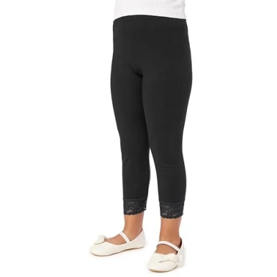 Abbildung von Merry Style Mädchen 3/4 Leggings aus Baumwolle mit Spitze MS10 228 (Schwarz, 158 cm)