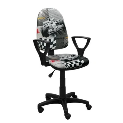 Abbildung von Best For Kids Kinderschreibtischstuhl Jugend Bürostuhl Kinder Drehstuhl Formel1 F1 Motor Princess Girl Lady Football (BRED GRAU)