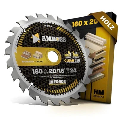 Abbildung von HM Kreissägeblatt 160x20 16 Z24 Wechselzahn für Akku Holz Allround. AMBOSS WERKZEUGE® Sägeblatt 160mm +Reduzierring 20mm. 160x16 komp. zu Bosch PKS 55. Universal Circ 18V 53. Festool