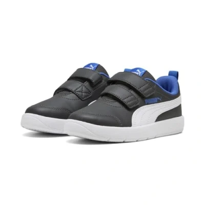Abbildung von Puma Courtflex V3 Unisex Laufschuh Straße für Kinder, Größe: 30, Dusky gray/white/black mountain blue Schuhe