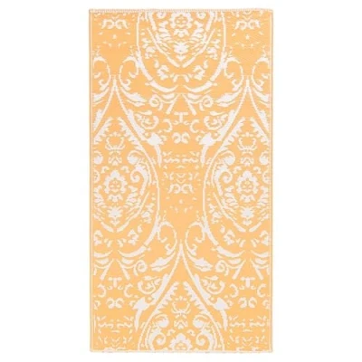 Abbildung von vidaXL Outdoor Teppich Zweischichtiger Jacquard Terrassenteppich Außenteppich Küchenteppich Indoor Terrasse Balkon Flur Küche Bad Orange Weiß 120x180cm PP