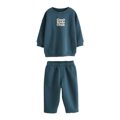 Abbildung von Next Regular FIT SEMI Plain CREW NECK Joggers SET Trainingsanzug für Kinder, Größe: 86, Dark blue