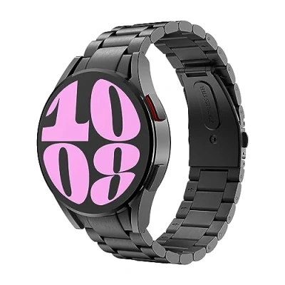 Abbildung von MoKo Titan Armband Kompatibel mit Samsung Galaxy Watch 7 FE 6 5 4 40mm 44mm/Watch Classic 43mm 47mm/Watch Pro 45mm/Watch 42mm 46mm, Metall Ersatzarmband Uhrenarmband, Schwarz