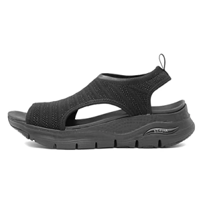 Abbildung von Skechers Damen Arch FIT Darling Days Sandals, Schwarzer Mylar Strick, 36 EU