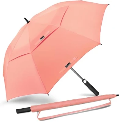 Abbildung von NINEMAX Regenschirm Groß Sturmfest,Golf Stockschirm XXL Automatik Auf,68 Inch für Herren Damen,Doppelt üBerdachung BelüFtet(Rosa)