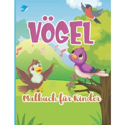 Abbildung von Vögel Malbuch für Kinder: Einzigartige und niedliche Vogelillustrationen zum Ausmalen Vogelliebhaber, Pfaue, Papageien, Flamingos, Eulen mehr.