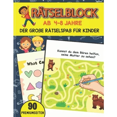 Abbildung von Rätselblock AB 4 8 JAHRE Der große Rätselspaß für Kinder (90 PREMIUMSEITEN): Labyrinthe, Fehler suchen, Vorschulübungen, Logisches Denken und vieles ... finden, Suchbilder, Rätseln)