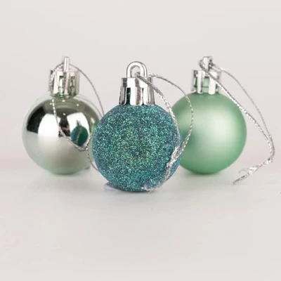 Abbildung von 30 mm/24 Stück Weihnachtskugeln, bruchsicher, türkis, Weihnachtsbaumschmuck, Kugel, Ornamente, Kugeln, Weihnachtsdekoration, Urlaubsdekoration, glänzend, matt, Glitzer