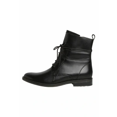 Abbildung von MARCO TOZZI Damen Stiefeletten zum Schnüren aus Leder Flach, Schwarz (Black), 37 EU