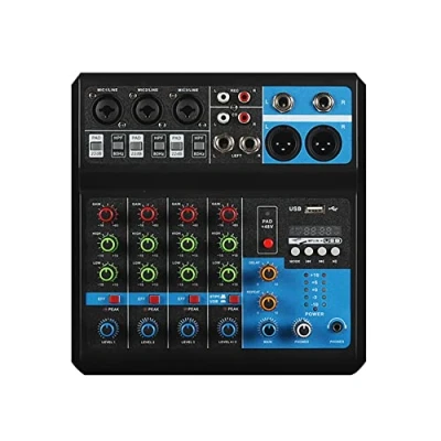 Abbildung von DJ Mischer 5 Kanal Professional 48V USB Mini Audio Mixer Mischpult Konsole Soundboard für Stereoanlage Streaming