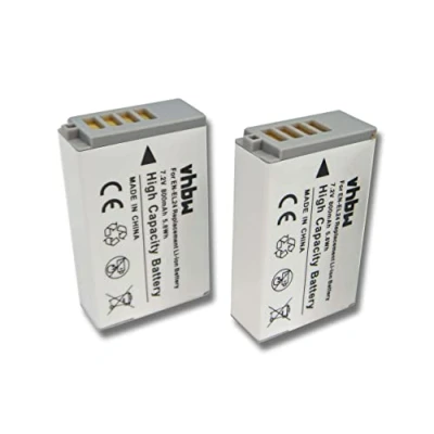 Abbildung von vhbw 2X Akku kompatibel mit Nikon 1 J5 Kamera (800 mAh, 7,2 V, Li Ion)