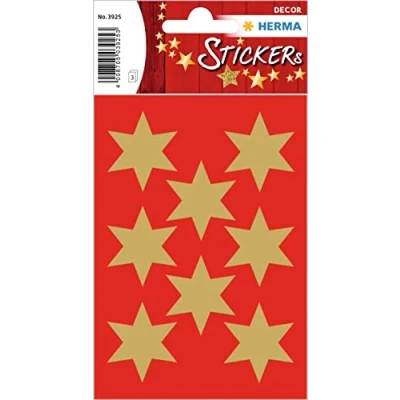 Abbildung von HERMA 3925 Aufkleber Sterne Gold groß, 24 Stück, 33 mm, Stern Sticker aus Papier, Weihnachtssticker Sternaufkleber für Weihnachten Geschenke Adventskalender Dekoration Kinder Belohnung DIY Basteln