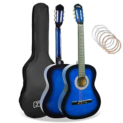 Abbildung von 3rd Avenue 3/4 Größe Klassische Gitarre Für Kinder, Spanische Nylonsaiten, Einsteigerpaket Blau