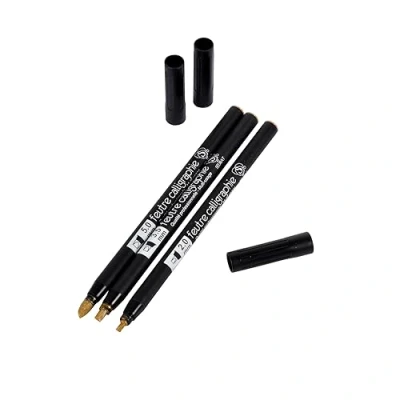 Abbildung von Homéa, Set mit 3 Kalligraphie Stiften, Spitzen, 2/3,5/5 mm, goldfarben