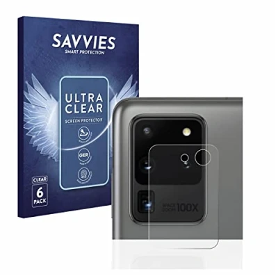 Abbildung von Savvies 6 Stück Schutzfolie für Samsung Galaxy S20 Ultra (NUR Kameraschutz) Displayschutz Folie Transparent