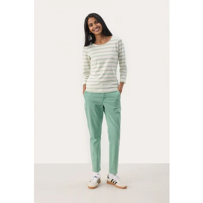 Abbildung von Part Two EMEL Langarmshirt, Damen, Größe: Large, Cameo green and white stripe