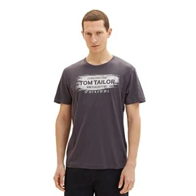 Abbildung von TOM Tailor Printed LOGO Tshirt print, Herren, Größe: Large, Tarmac grey