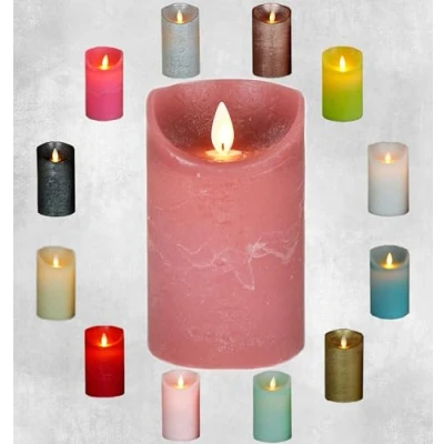 Abbildung von Kerze Wachs rustikal bewegliche Flamme 7,5x12,5 cm antik rosa b.o. Anna&#039;s Collection