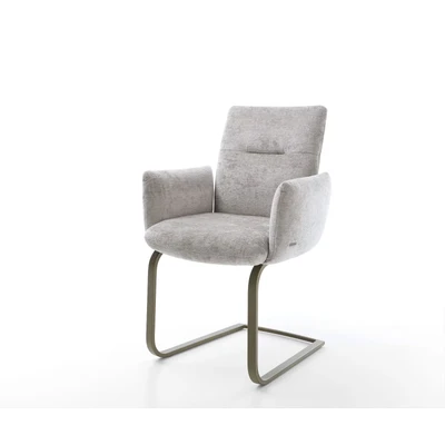 Abbildung von Freischwinger Jova Flex mit Armlehnen Chenille Silbergrau flach Effektfinish Titan Taschenfederkern
