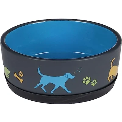 Abbildung von Flamingo Futternapf Futter und Trinknapf Cori rund dunkelgrau/blau