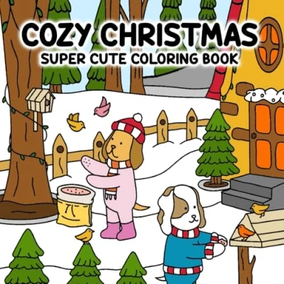 Abbildung von Cozy Christmas Coloring Book: Super Cute Pages for Kids Featuring Adorable Animals in a Winter Wonderland.