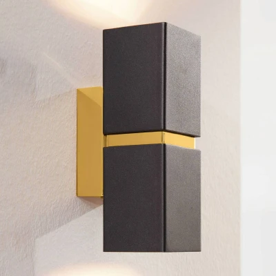 Abbildung von Eglo 95373 Wandleuchte Passa in schwarz, gold 2X4W L:5,5 H:17cm