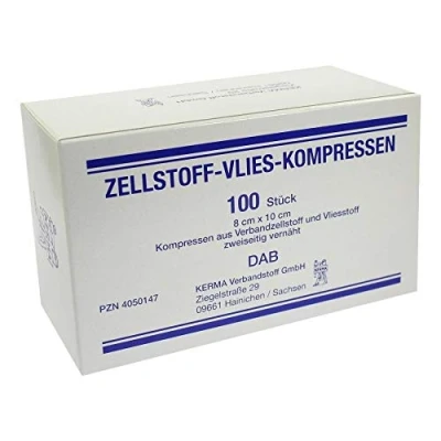 Abbildung von Zellstoff Vlies Kompressen unsteril 8x10 100 St