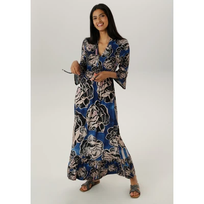Abbildung von Aniston SELECTED Maxikleid, mit Volant an den 3/4 langen Ärmeln und am Saum NEUE KOLLEKTION