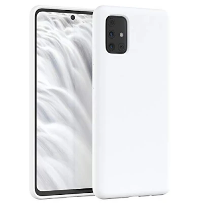 Abbildung von EAZY CASE Premium Silikon Handyhülle kompatibel mit Samsung Galaxy A71, Slimcover Kameraschutz und Innenfutter, Silikonhülle, Schutzhülle, Bumper, Handy Case, Hülle, Softcase, Weiß