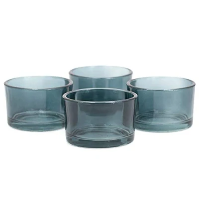 Abbildung von Creativery Teelichtgläser klein 51x33 mm Set 4 Stück Teelichthalter Glas Farbauswahl: Silber/grau 077