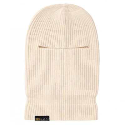 Abbildung von Alpha Industries Label Balaclava Unisex Mütze, Größe: One Size, Jet stream white