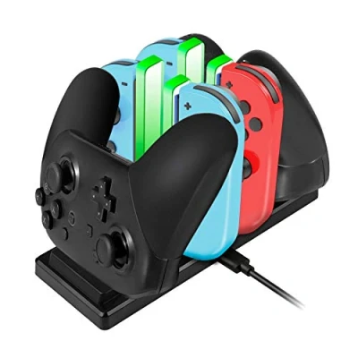 Abbildung von EXTSUD 6 in 1 Switch Controller Ladestation Pro Ladegrät mit 4 Slots für Joy Con und Typ C USB Port Konsole/Pro Controller/Typ Geräte Dock