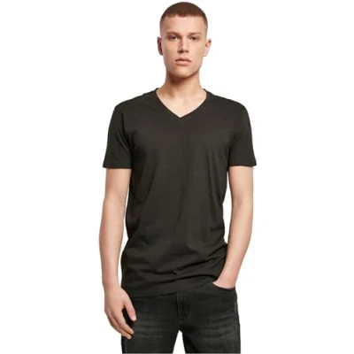 Abbildung von Build Your Brand Men&#039;s BY006 Light V Neck T Shirt, Black, XXL