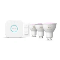 Abbildung von Philips Hue White &amp; Color Starterpack mit 3 Lampen + Bridge Dimmer
