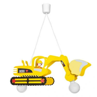 Abbildung von Elobra Hängelampe Kinderzimmer &#039;Bagger&#039; Hochwertige Kinderzimmerlampe für Jungen, Bagger Lampe, Pendelleuchte, 60 x 25 cm, Handarbeit, Gelb