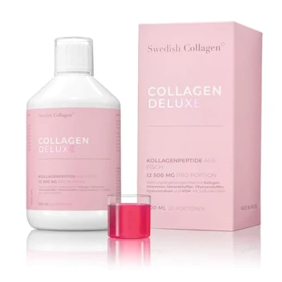 Abbildung von Swedish Collagen Deluxe 500 ml flüssiges Kollagen 12.500 mg Meereskollagen mit Hyaluronsäure, Vitaminen und Mineralien für Haare, Haut Nägel
