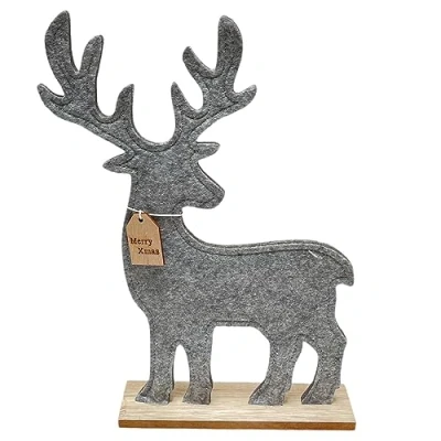 Abbildung von Dadeldo Living &amp; Lifestyle Hirsch Dekofigur Weihnachtsdeko Filz grau 40cm