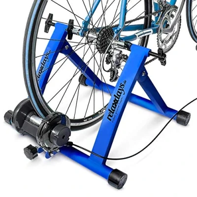 Abbildung von relaxdays Rollentrainer Fahrrad mit 6 Gängen, Blau