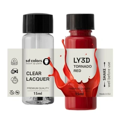 Abbildung von SD COLORS Ausbesserungslack in Tornado Rot, LY3D Y3D G2, 15 ML, Reparatur Pinsel, Farbcode G2 Rot (Farbe + Lack)