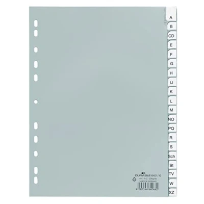 Abbildung von Durable Ordnerregister aus PP (Tabe A Z, für A4) 20 Blatt grau, 640110