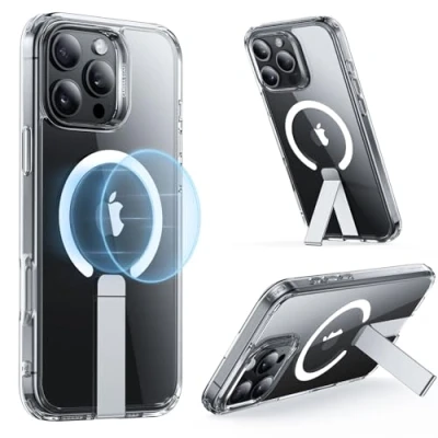 Abbildung von ESR für iPhone 16 Pro Max Hülle mit Ständer,Kompatibel MagSafe, Magnetisches Case Max, Verstellbarer Ständer, Militärnorm Schutz, Stoßfeste Hülle,Klar
