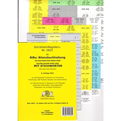 Abbildung von DürckheimRegister® BiBu BILANZSTEUERRECHT für deine AO AktG BGB EStG EStR KStG UStG GmbHG HGB UmwG mit Stichworten: 268 Stk. ... In jedem Fall auf der richtigen Seite®s a