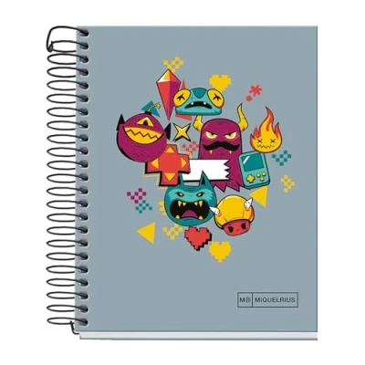 Abbildung von Miquelrius A6 Notizbuch, 140 Blatt, 70 g/m², horizontal liniert, 7 mm, 4 farbige Streifen, ohne Bohren, fester Einband, Kollektion Level Up