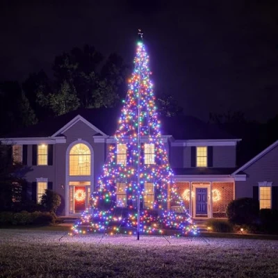 Abbildung von Fairybell Fahnenmast Weihnachtsbäume 6 Meter 1200 LED Leuchten Multi Colour