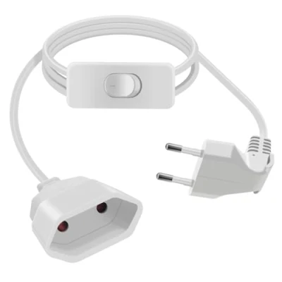 Abbildung von HuaLiSiJi Verlängerungskabel Eurostecker mit Schalter 2,5A 250V Flach 90 Grad Kurz, für Haushaltsgeräte TV PC Computer Monitor Etc (Weiß, 3m)