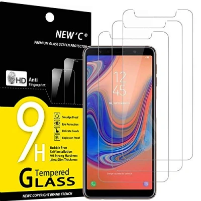 Abbildung von NEW&#039;C 3 Stück, Panzer Schutz Glas für Samsung A7 2018, Frei von Kratzern, 9H Härte, HD Displayschutzfolie, 0.33mm Ultra klar, Ultrabeständig