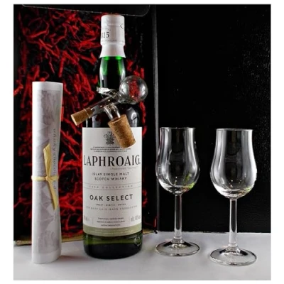 Abbildung von Geschenk Laphroaig Select oak Single Malt Whisky + Glaskugelportionierer 2 Bugatti Gläser