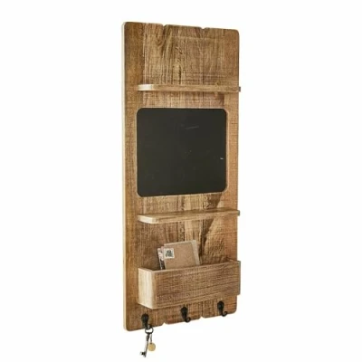 Abbildung von Loberon Wand Organizer Seraphique, mit Beschreibbarer Tafel, Sammelfach und Aufhängehaken, Ordnungshelfer, Organisation, Mangoholz, Eisen, braun/schwarz